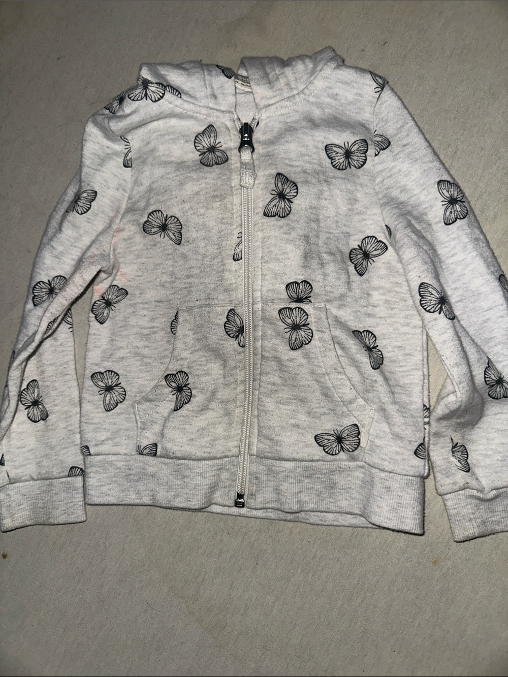 Kids Size 2-4 H&M Light Gray Butterfly Zip Hoodie